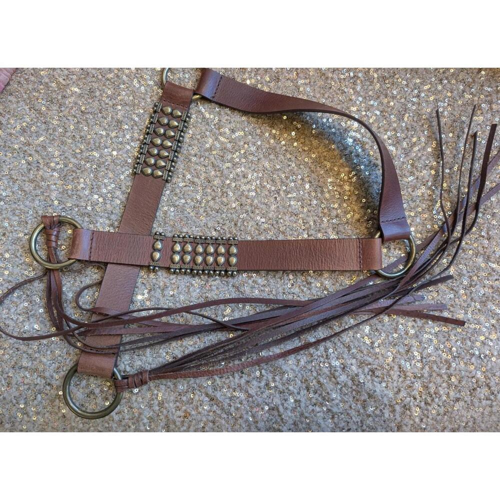 Hippie Metal Leather Tassel Tie Hip Belt Women's Vintage Boho 38-42" - Picture 2 of 6